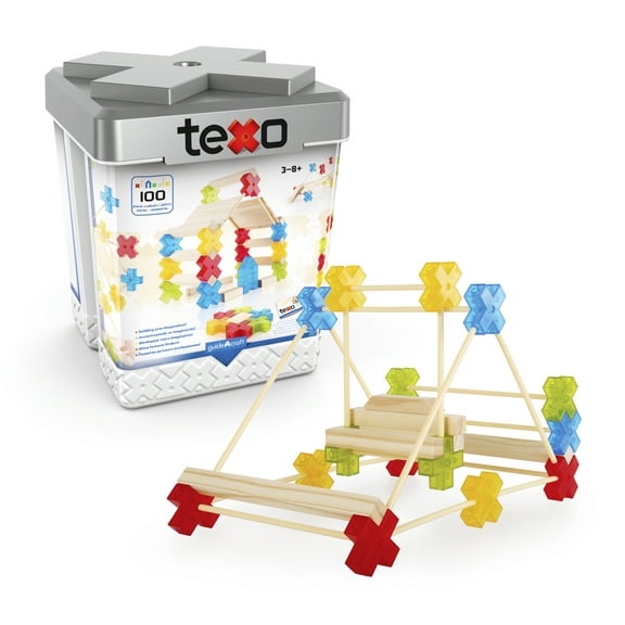 Guidecraft Guidecraft Texo 100 Piece Set - 3D Geometric Designs Educational Interlocking Shapes- Architectural Building-Bricks STEM Toys For Kids