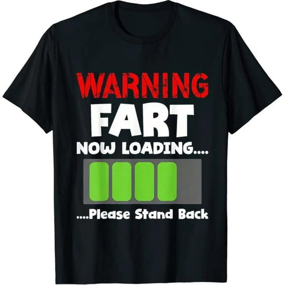 Leisure - Funny Graphic Tee, Tops Has "WARNING FART..." Text, Round Neck Regular Fit T - shirts, Size(S - 5XL)