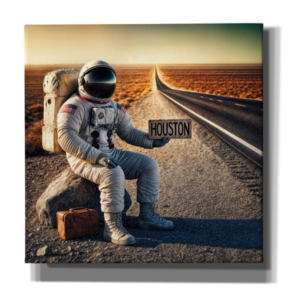 Epic Graffiti 'Houston, We Have A Problem' by Rey Klimt Canvas Wall Art, 12" x 12"