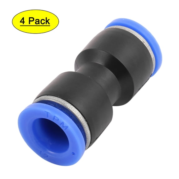 4Pcs 12mm to 12mm Pneumatic Air Quick Straight Coupler Fittings Connectors Black