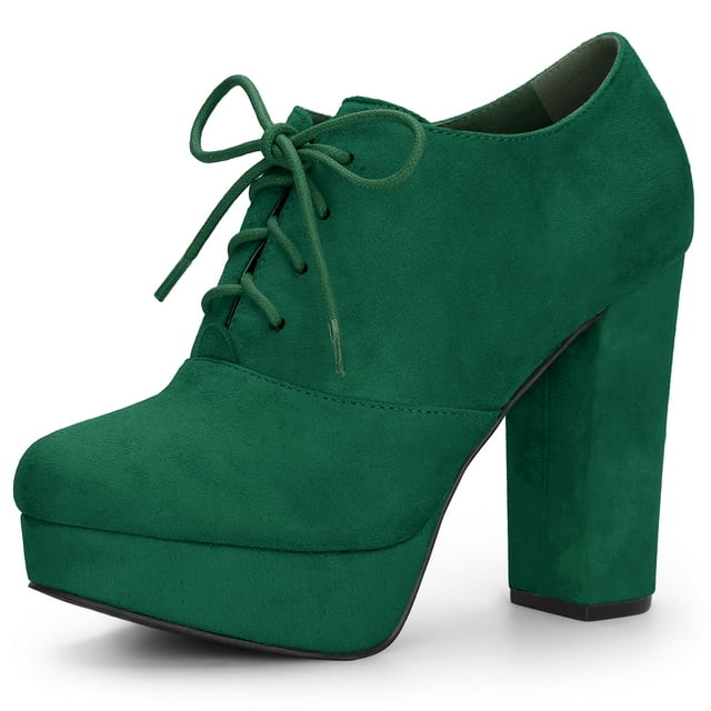 Unique Bargains Women's Platform Block Heel Lace Up Ankle Boots