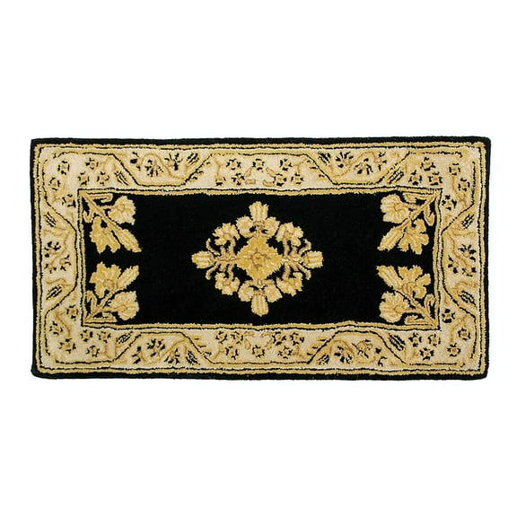 Minuteman International Rectangular Noir Jardin Wool Fireplace Hearth Rug