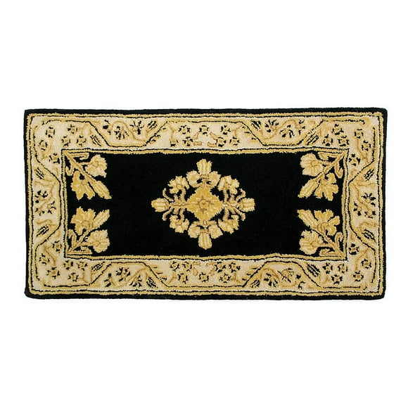 Minuteman International Rectangular Noir Jardin Wool Fireplace Hearth Rug