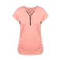 thumbnail image 4 of QELUSQELUS Women Top Short Sleeve Zipper Solid Daily Tunic T-Shirt, 4 of 5