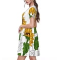 thumbnail image 2 of Balery Plump Sunflower And Sketch Vestidos sueltos de manga corta para mujer, vestidos de verano 2025, vestidos casuales de corte A con vuelo., 2 of 6