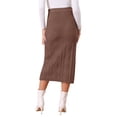 thumbnail image 3 of INSPIRE CHIC Women's Knit Pencil Skirts Elastic High Waist Stretchy Casual Bodycon Sweater Midi Skirt S Coffee, 3 of 5