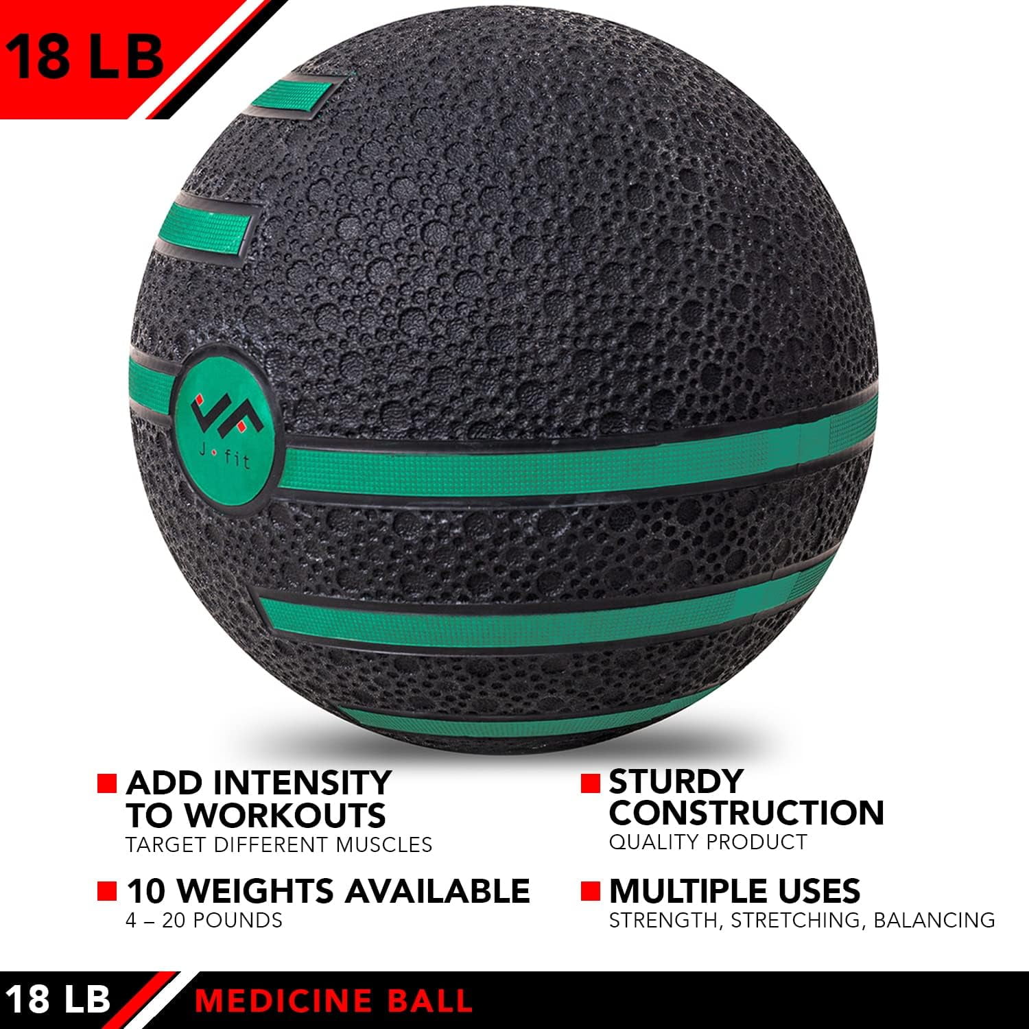 JFIT Medicine Exercise Ball with Dual Texture