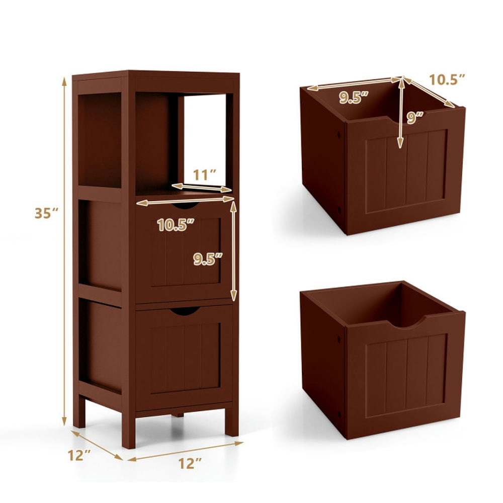 Finihen Bathroom Storage Cabinet, Bathroom Floor Cabinet, Freestanding Storage Cabinet with 2 Removable Drawers, for Bathroom, Living Room, Bedroom, Kitchen, Brown Finihen Bathroom Storage Cabinet, Bathroom Floor Cabinet, Freestanding Storage Cabinet with 2 Removable Drawers, for Bathroom, Living Room, Bedroom, Kitchen, Brown
