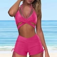 thumbnail image 4 of Sngxgn Women Bikini Set Solid Color Triangle Two Piece Swimsuit(Hot Pink,M), 4 of 6