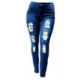 thumbnail image 2 of Jack David Women's Plus Size Stretch Distressed Ripped Blue Skinny Denim Jeans Pants, 2 of 4