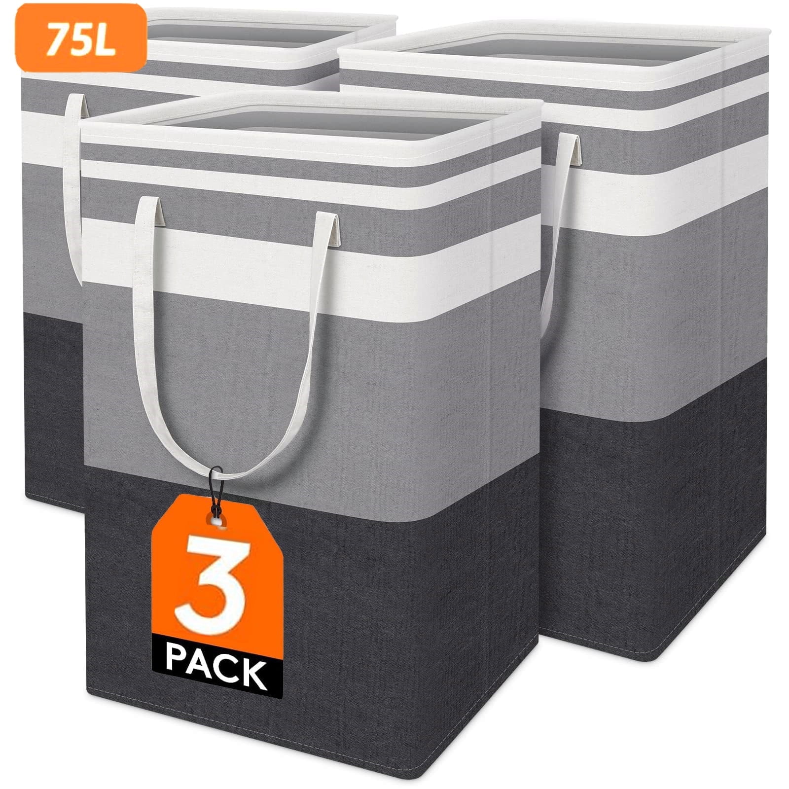 Better Homes Gardens 75L Rectangular Steel Wire Laundry Basket Hamper Sortor with Removable Cotton Blend Liner for Adult Black Natural