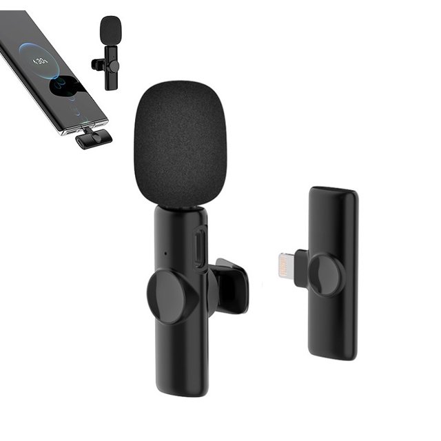 CDLYDCA K11 Wireless Lavalier Microphone for iPhone Type-C PC Computer Lapel Clip Audio Video Recording Mini Mic Phone Studio Live Gaming Teach