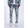 thumbnail image 2 of Crysp Denim Men's Skywalker Moto Distressed Rips Skinny Fit Stretch Denim Jeans (42, Light Blue), 2 of 6