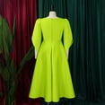thumbnail image 4 of AURA Women’s Flared Mid Length Dress Round Neck Three Quarter Sleeve High Waist Zipper S XXXL, 4 of 7