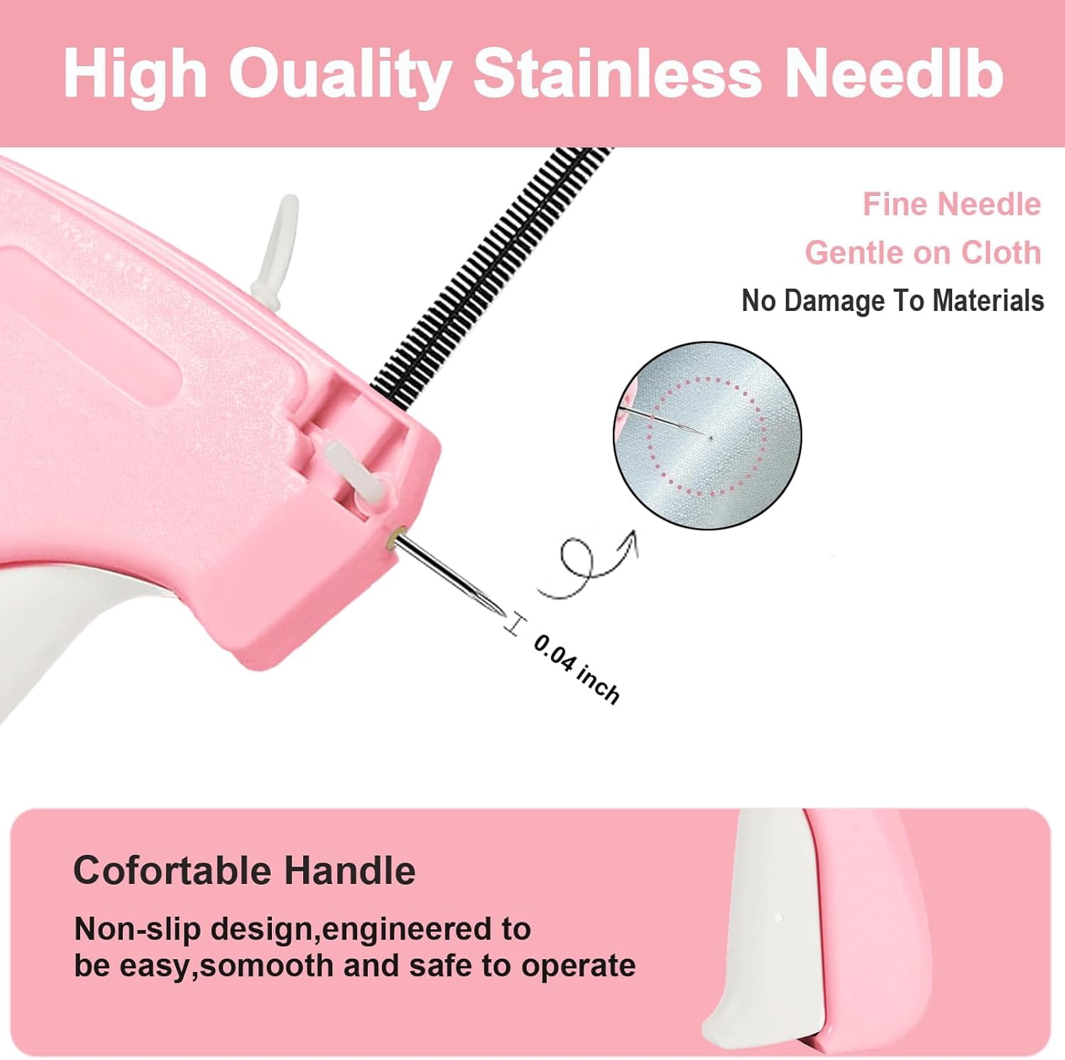 Fine Stitch Gun for Clothes, Stitchy Quick Clothing Fixer, Clothing Stitch Gun, Quilt Tacking Gun, Stitch Gun, Tagging Stitch Tool for Clothing with 6 Fine Needles & 1000 Pcs Fasteners