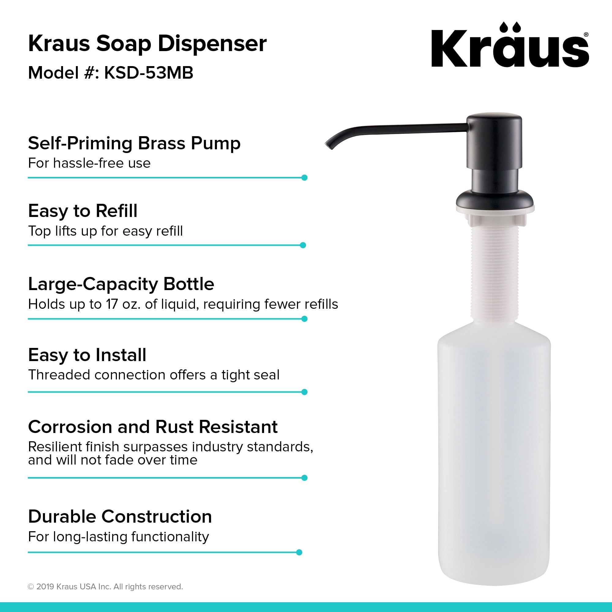 Kraus KSD-53MB Boden Deck Mounted Soap Dispenser - Black