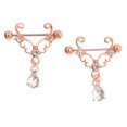 thumbnail image 2 of 2 piezas de lengua de pezón Barbell joyería de perforación de acero inoxidable - Oro rosa Sunnimix Anillo de lengüeta del pezón, 2 of 8