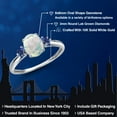 thumbnail image 2 of Gem Stone King 10K White Gold Simulated White Opal and Blue Created Sapphire 3-Stone Ring for Women | 1.28 Cttw | Oval Cabochon 8X6MM | Gemstone October Birthstone | Size 7, 2 of 6