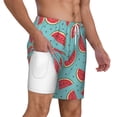 thumbnail image 3 of Picia Watermelon pattern Mens Swim Trunks with Compression Liner Stretch Beach Shorts Quick Dry with Zipper Pockets No-Chafing Board Shorts-XX-Large, 3 of 9
