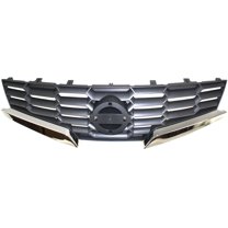 Nissan Versa Grille Replacement Lower Grille For 2007-2009 Nissan Versa - Gray Plastic With Chrome Molding Nissan Versa Lower Grille 2007-2009