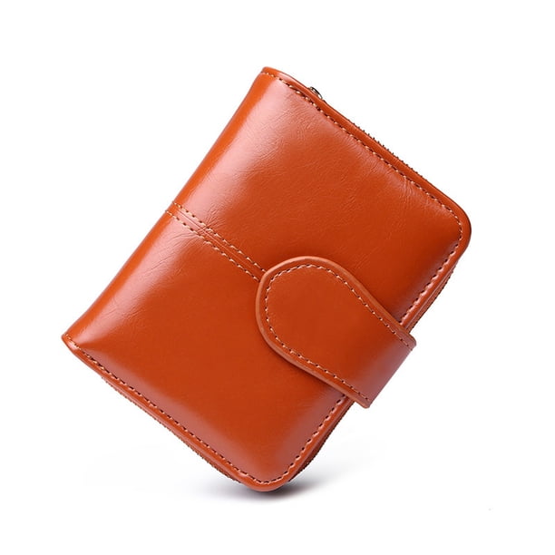 Jumpingount Cartera de cuero de diseño Simple, monedero plegable para almacenamiento de cambio de dinero, tarjetero de crédito y débito para Carteras Marrón