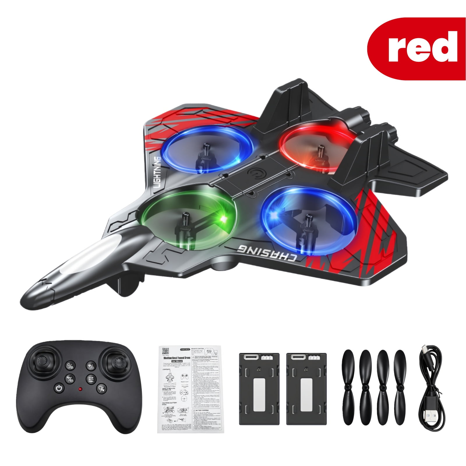 Foam Remote Control Airplane for Ages 14+, RC Fighter Jet with LED Lights, 360° Flip Stunt Roll, Durable EPP Plane Gift for Teens & Adults