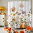 thumbnail image 3 of Shower Curtain 48"W x 72"L Retro Thanksgiving Flowers Pumpkins Fabric Shower Curtains Set with Hooks Water Repellent Bathroom Curtains Machine Washable Bathroom Accessories, 3 of 6