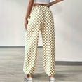 thumbnail image 5 of Lovzfmll Women's Travel Pants, Gingham Straight Leg Casual Loose Pants, Full Length Lightweight Trousers for Fall 2025 Outfits, 5 of 7