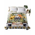 thumbnail image 2 of Twin Flat Sheet Only Green Truck Sunflower on Wood Grain Soft Microfiber Cooling Bedding Sheets Black White Plaid Flat Bed Sheet for Hotel,Home Decor, 2 of 9