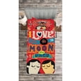 thumbnail image 3 of Ambesonne I Love You Quilted Bedspread Set 2 Pcs, Couple Hug Oriental, Twin Size, Red Blue, 3 of 3