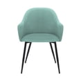 thumbnail image 3 of 23 Inch Modern Dining Chair, Curved Back, Polyester, Metal Legs, Teal Blue - Saltoro Sherpi, 3 of 6