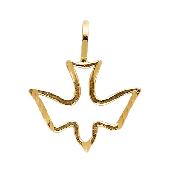 14KY Gold Religious Holy Spirit Dove Pendant | Yellow Gold Charm Pendant for Necklace Chain | Jewelry Gift for Men Women | 14 x 17 MM | 0.5 grams