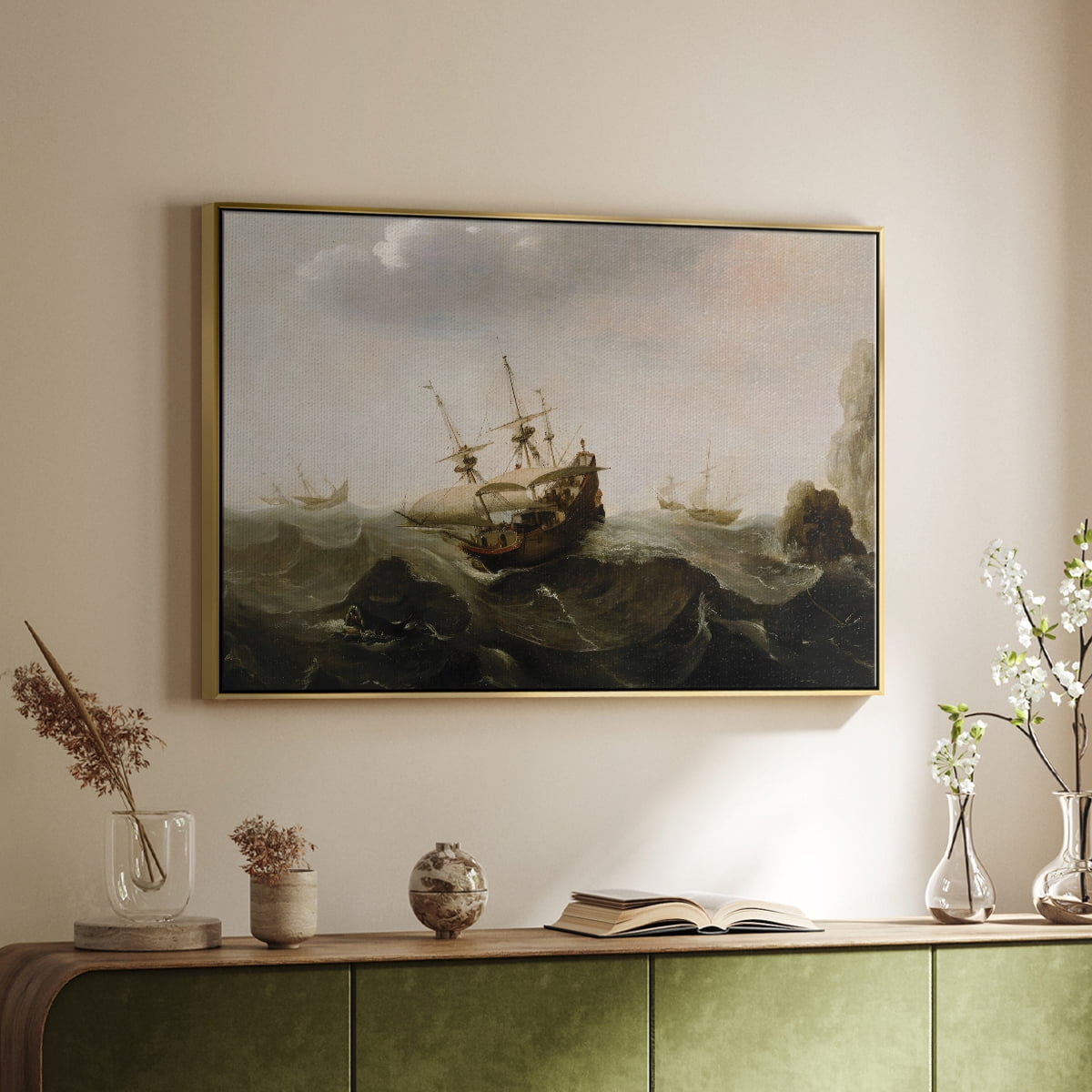 Vintage Landscape-CCLXV By Wexford Home Framed in Gold Wood Gallery Wrapped Canvas 27 in. x 41 in.