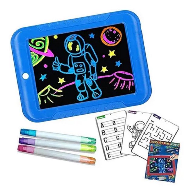 Pizarra mágica LED con 3 rotuladores y moldes para niños