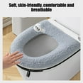 thumbnail image 5 of Kumdkd Blue Thickened Toilet Seat Cover with Handle, Winter Warm Waterproof Toilet Seat, Removable Soft Fabric Toilet Lid Cover for Cold Weather, Universal Fit for Most Toilets, Easy Clean, 5 of 6