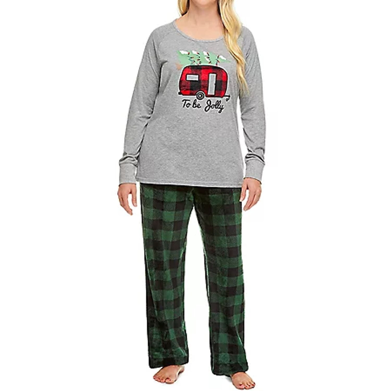 HOLIDAY FAMJAMS Ladies Camper Pajamas, Green XXL