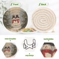 thumbnail image 4 of 6 Pcs Drink Coasters with Holder 3.94in Woven Coasters for Drinks Moody Snowman Couple Coaster Set for Protection Table, 4 of 7