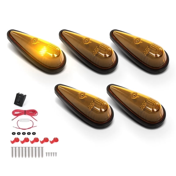Amber Front Teardrop Cab Marker Lights 5 PCS 9 LED Fit For Motorhome RV Truck