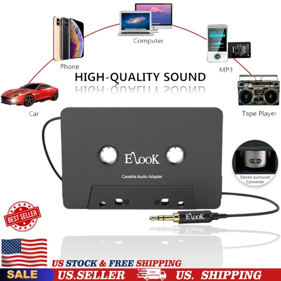 Car Cassette Aux Adapter 3.5Mm Universal Audio Cable Tape For Car Phone Mp3 Etc.
