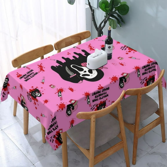 Ghostface Tablecloth Halloween Rectangle Versatile Stylish Table Cover for Party Picnic Dinner Decor 54x54in