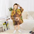 thumbnail image 6 of Wearable Blanket with Sleeves and Pocket Oversized Hooded Sweatshirt 3-14 YR Cute Highland Cow S, 6 of 7