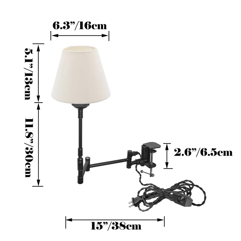 Kiven Plug-in Modern Clip-on Desk Lamp, 1-Light Vintage...
