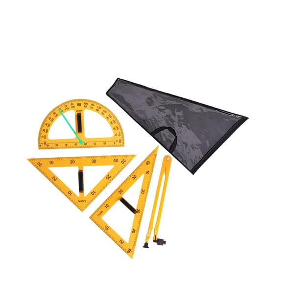 Guardoinrt Drawing Math Geometry Tool Big Size Compass Triangle Protractor Ruler Architects And Engineers Math Geometry Equipment Yellow 4 pcs