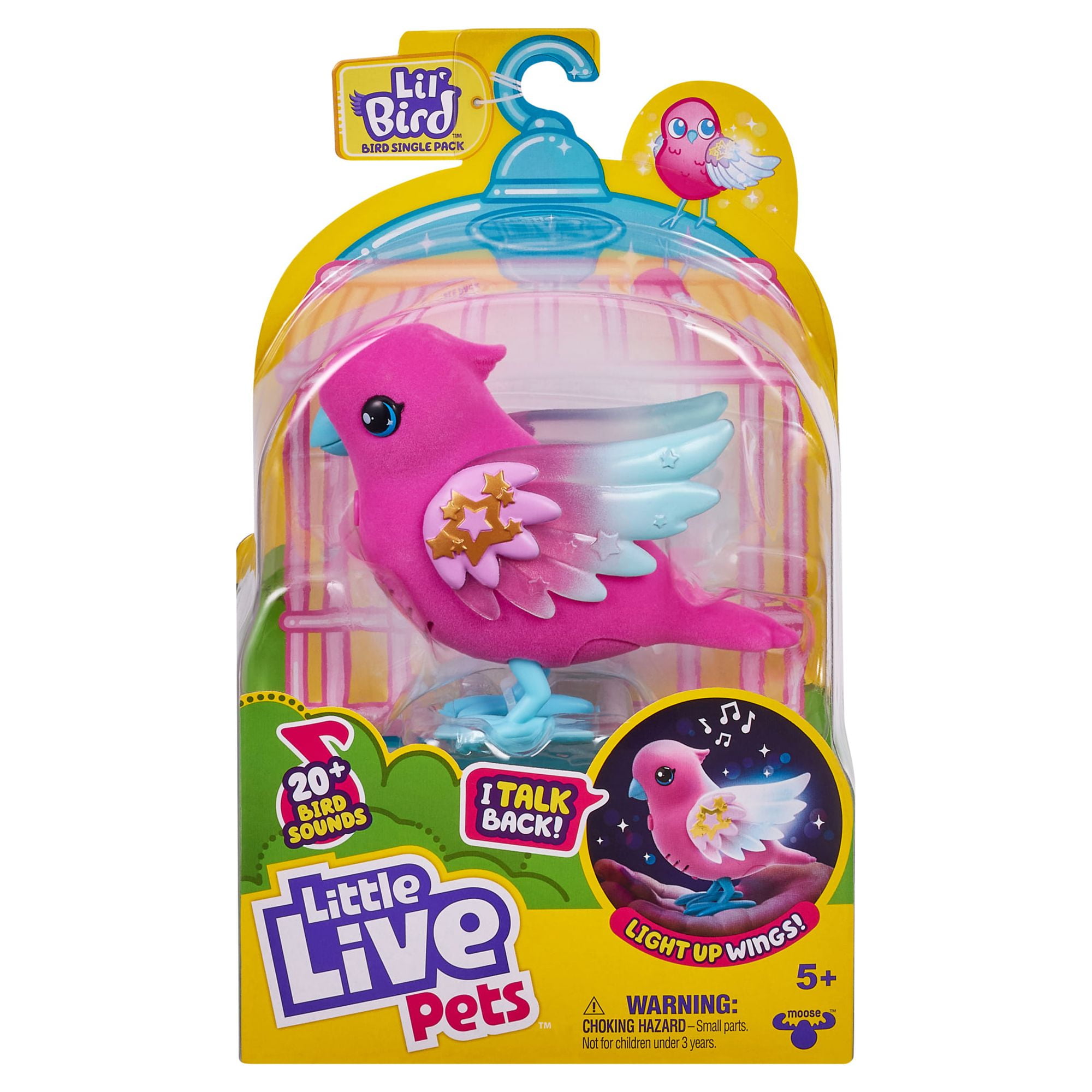 Little Live Pets, Lil' Bird: Skyler, Interactive Pink Bird, 20+ Sounds, Light up Wings, Ages 5+