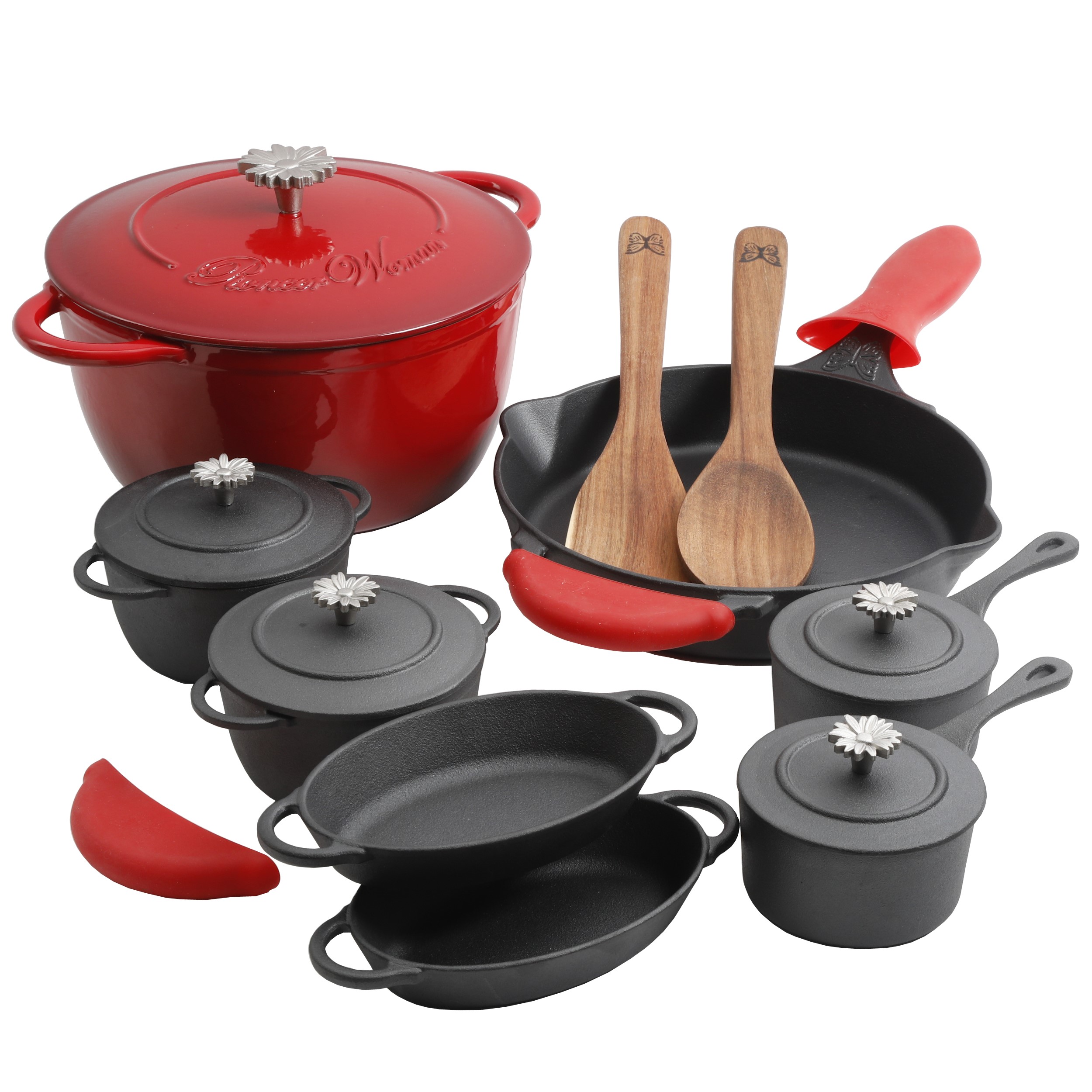 The Pioneer Woman Timeless 18-Piece Red Cast Iron Essential Set - image 3 of 9