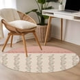 thumbnail image 5 of Spring Pink Floral Round Area Rug 4ft, Vintage Farmhouse Flowers Art Washable Non-Slip Circle Rugs for Bedroom Living Room Kitchen, Soft Non Shedding Circle Carpet for Dining Room Dorm, 5 of 9