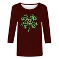 thumbnail image 5 of St. Patrick's Day Graphic T-Shirt for Women Leopard Shamrock Clover Print Crewneck Long Sleeve Loose Fit Soft Casual Holiday Party Clothes, 5 of 7