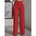 thumbnail image 4 of Women Wide Leg Pants Summer High Waisted Business Casual Work Dress Pants Trousers Slacks Red XL, 4 of 9