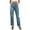 Dark Blue, variant on WREESH Womens Jeans Fashion Button Zipper Summer Mid Waist Pockets Full Length Pants Black