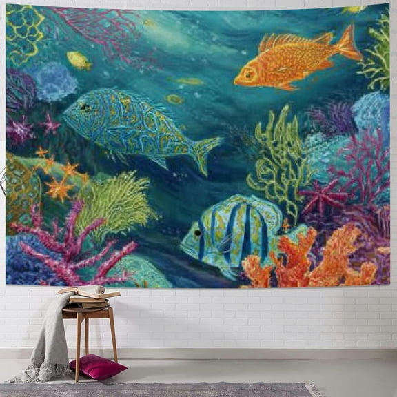 BCIIG Sea Life Fish Corals Tapestry Wall Hanging Home Decor 40x30inch